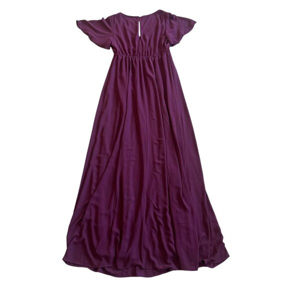 Show Me Your Mumu Burgundy Maxi Dress Gown Short Sleeve V-Neck Size Medium Women - Picture 6 of 12